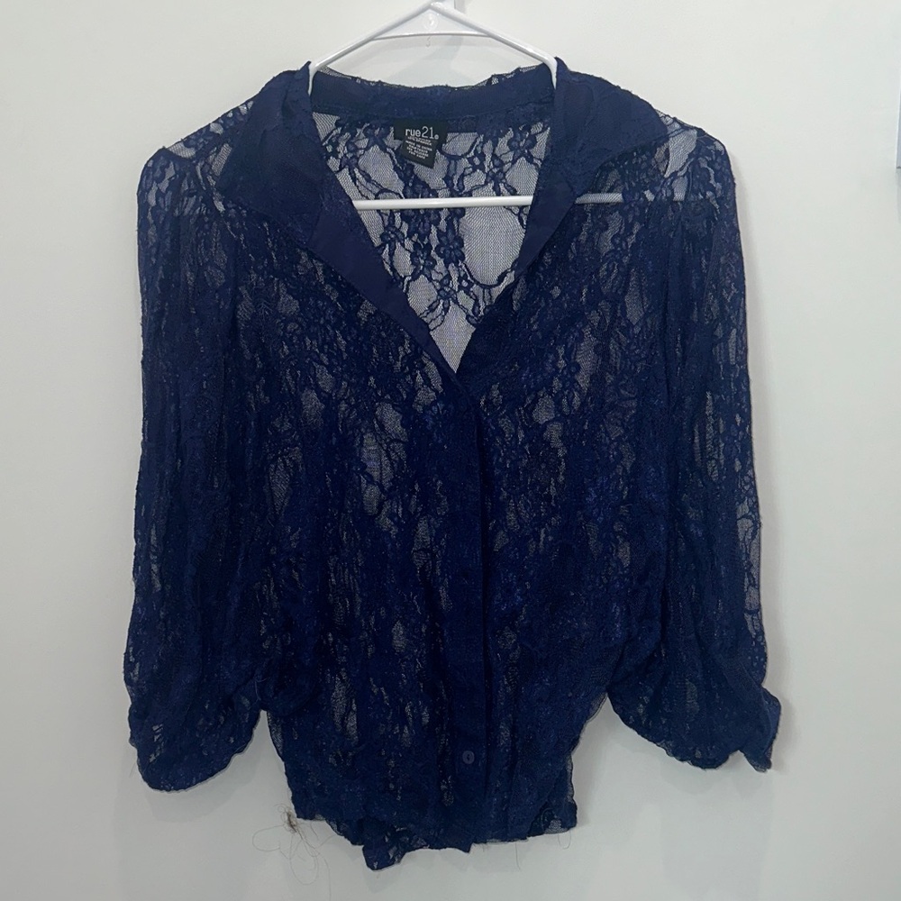 Rue21 Deep Blue Lace Blouse